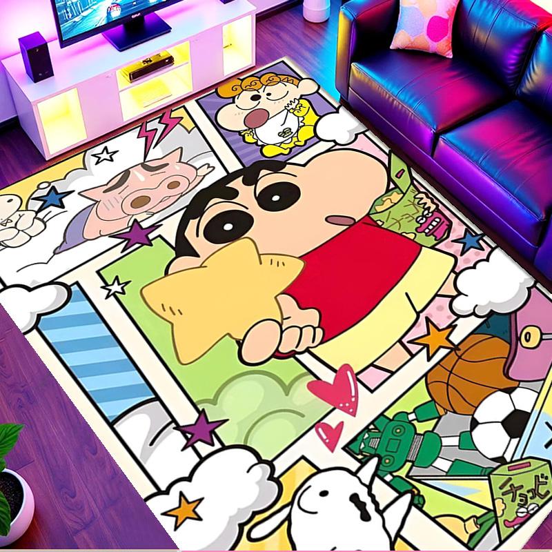 Crayon Shin Print Rug, Washable Floor Carpet, For Entryway Dorm Laundry Room Office Study, Home Decor Birthday Christmas Gift