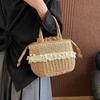 Yogodlns Women Straw Woven Bag Straw Tote Bag Large Capacity Weaving Shoulder Purse with Lace Woven Shopping HandBag Summer Beach Clutch