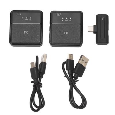 2Pcs Wireless Lavalier Microphone Noise Reduction Lightweight Portable Type C Wireless Clip On
