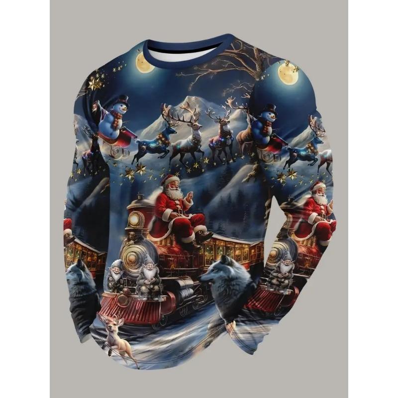 Christmas Series Man T Shirts 3D Funny Harajuku Printed Fashion New Long Sleeve Round Neck Clothing For Men Casual Tops T-shirt