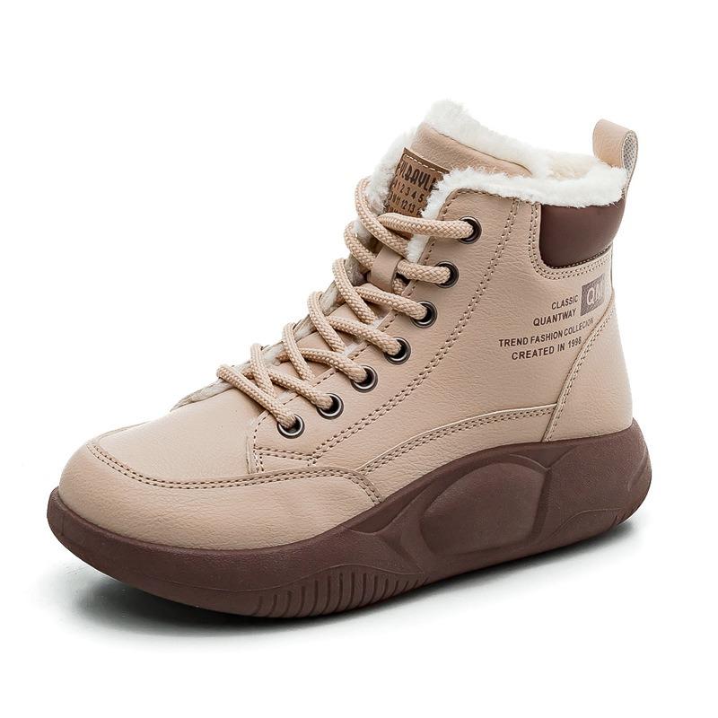 Winter velvet thickened warm snow boots women's versatile new thick-soled cotton boots large cotton women's shoes winter cotton shoes