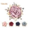 Women Brooch 3D Rose Leaf Faux Pearl Rhinestone Lapel Collar Pin Bag Scarf Hat Decoration Brooch Prom Party Jewelry