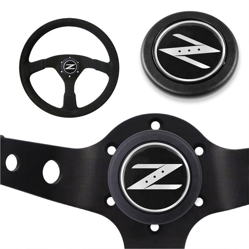 Universell JDM 1 Stück Silber Z Hupenknopf Auto Hupe Rennwagen Lenkrad Hupenknopf Abdeckung Fairlady Z34 Für NISSAN Auto Styling