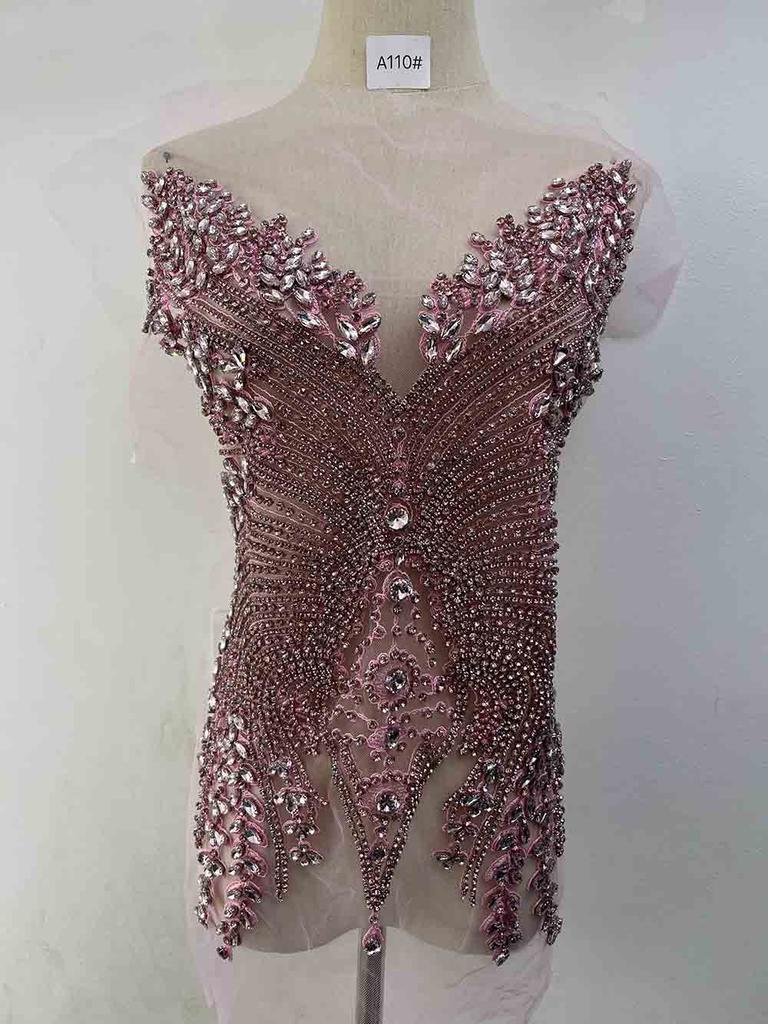 Halloween 3D Glass Corset Dress with Stretch Feature Halloween Sequined Corset with Rhinestone Motif Applique Sew-On Garment