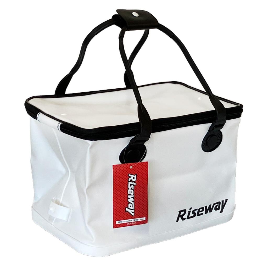 Riseway UEV-043 Folding Bucket (with Lid) for Rock Fishing, 36cm, White