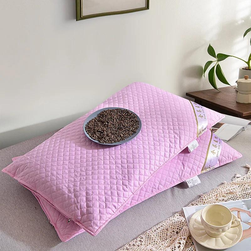 2025 cotton quilting embroidery pure buckwheat pillow core buckwheat neck pillow full buckwheat shell pillow