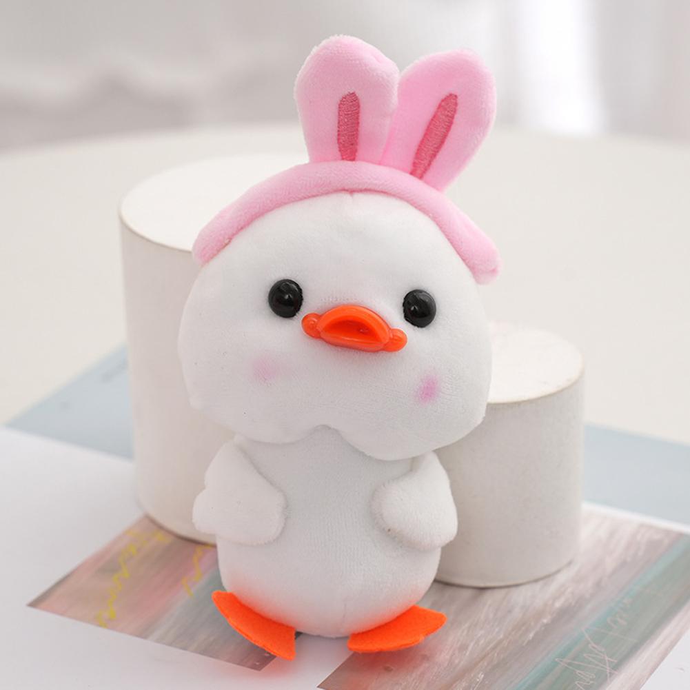12cm Cute Little Doll Plush Toy with Hat Duck Rabbit Frog Pendants Gifts