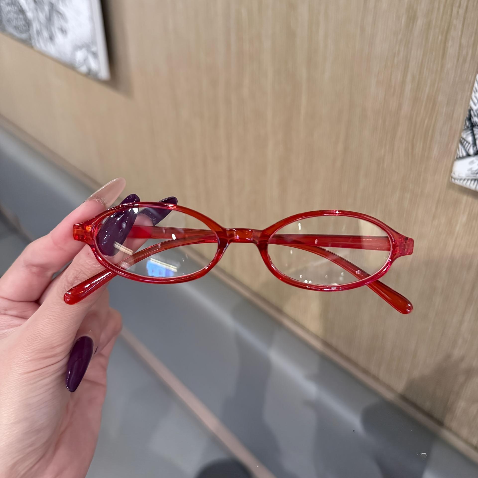 

Fashion Small Oval Glasses Frame Women Anti Blue Light Ins Popular Blue Light Blocking Eyeglasses Ladies красный