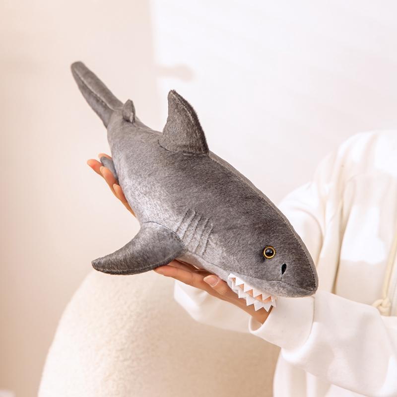 Simulated Shark Sea Creature Grey Fish Plush Toys Super Soft Dolls Cartoon Pillow Bed Decor Birthday Gift for Girl Boy Sleep Toy