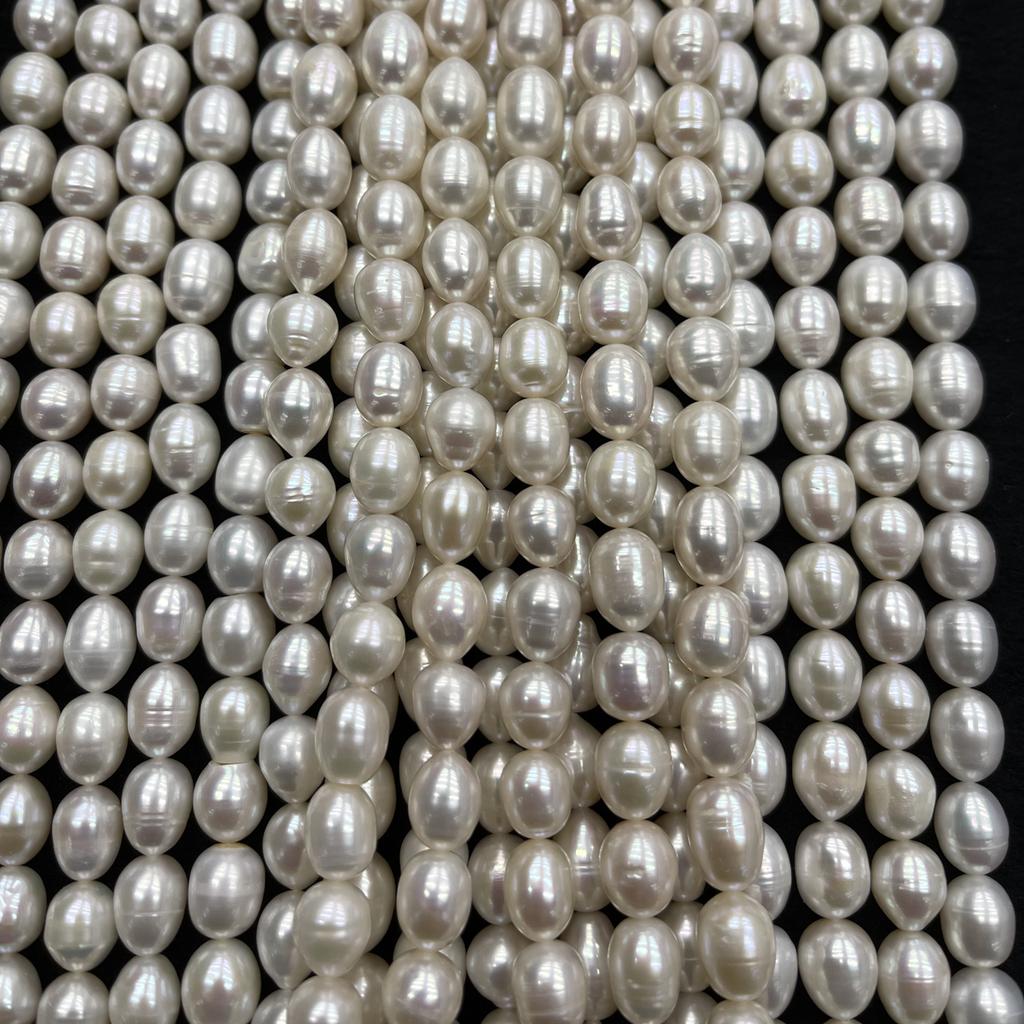 1String, White Natural Freshwater Pearls, Handmade Rice Pearl Beads for Jewelry Making DIY Crafts (Beads 9-10mm, Length 36cm)