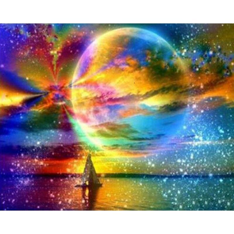 Volle Runde 5D DIY Diamant Malerei Kreuzstich Planet Aurora Nacht Landschaft Mosaik handgemachte Geschenk Kunst