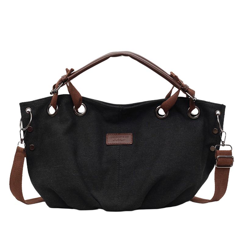 Womens Retro Tote Japanese Canvas Largecapacity Handbag For Lazy Commute Workwear Crossbody Shoulder Bag
