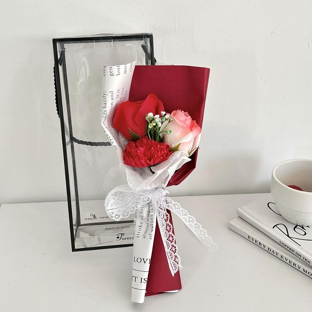 New No Fading 3 Heads Artificial Rose Bouquet Simulated with Packaging Box Simulated Flowers Wedding Gifts Valentine's Day