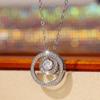 New Creative Design Double Wear Pendant Necklace for Women Silver Color Chain Luxury Paved White Statement Jewelry 2022