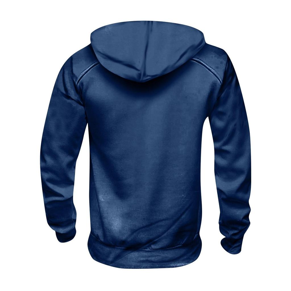 Men's Hooded Solid Color Sweater, European And American Youth Sports Multi Pocket Patch Leather Sweater Jacket