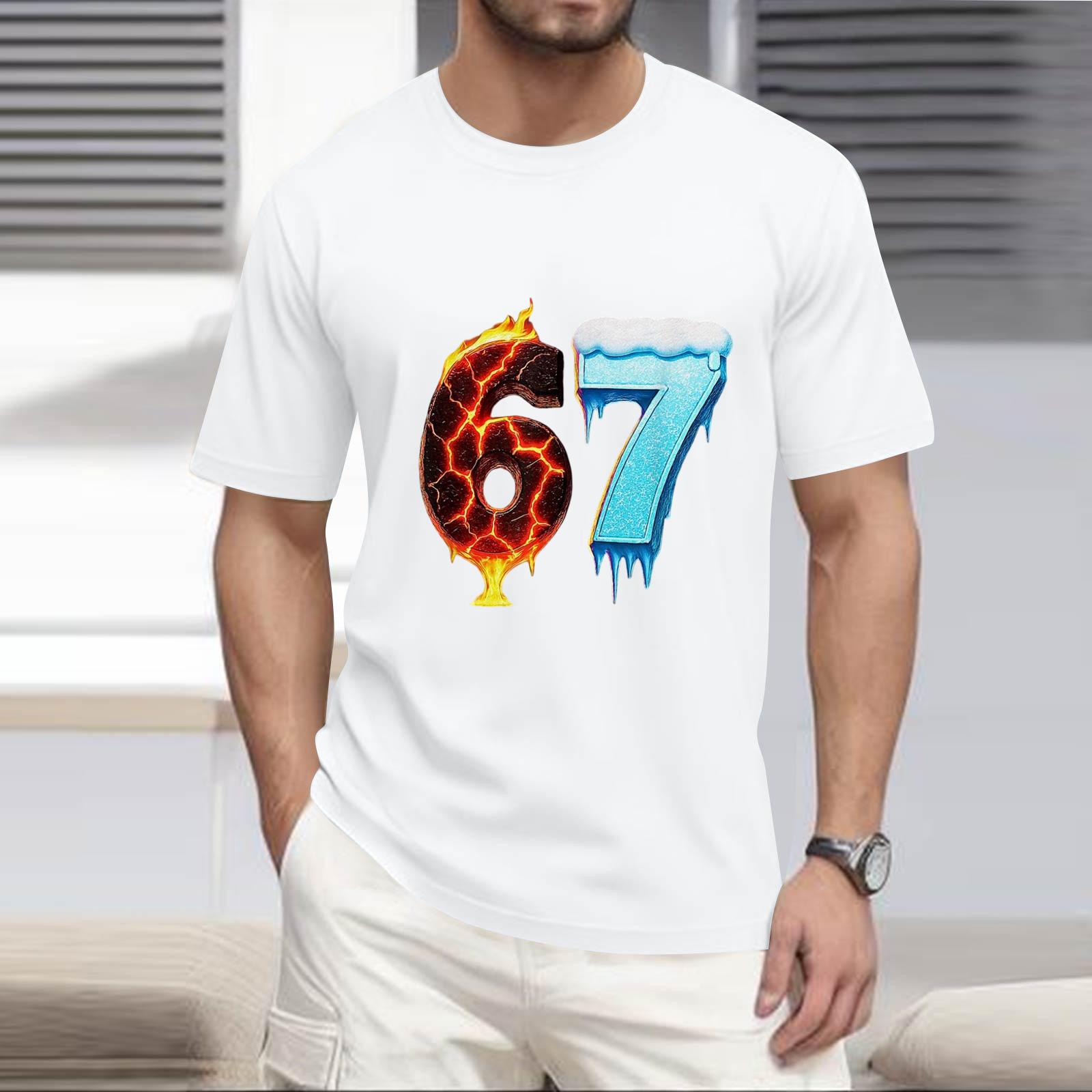 

Популярна чоловіча футболка з принтом, з круглим вирізом, з коротким рукавом XL білий