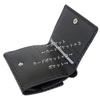 [Inden-ya] Inden Bifold Wallet with Bill Compartment E 2215, Black Deerskin with Black Lacquer, Small Checkered Pattern, 10cm x 11cm x 3.5cm,