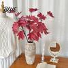 Wedding Scenery Autumn Decorations Artificial Maple Leaf Branch 3D Printed Fake Fall Foliage Theme Party Supplies Bendable Stem for Home Floral,