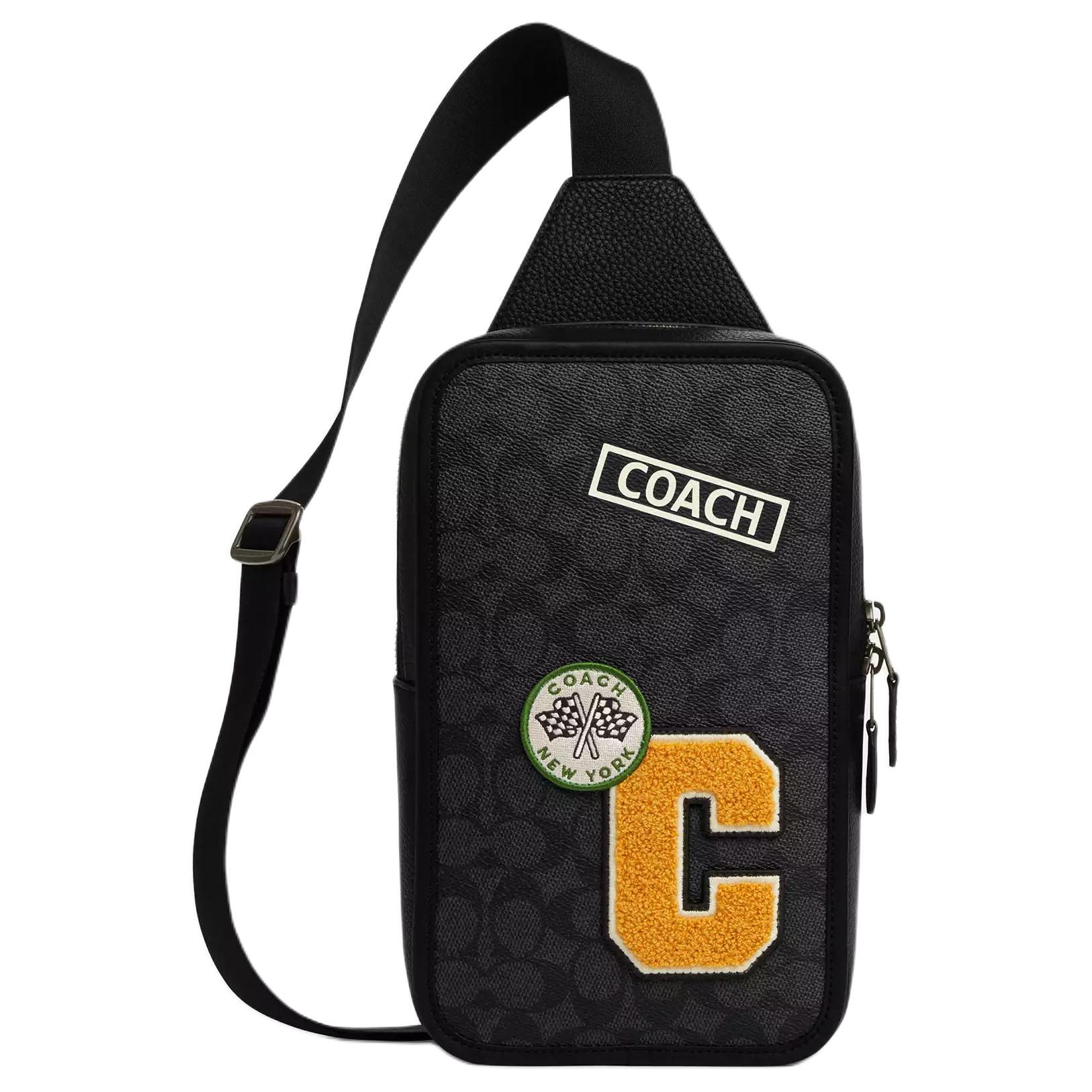 

Coach Westway Sling Bag, Signature Canvas with Varsity Patches Pebbled Leather Men s Crossbody Chest Bag, Casual Daily Travel Commute CY820-QBA5F Basic Set (Bag+Dust Bag)