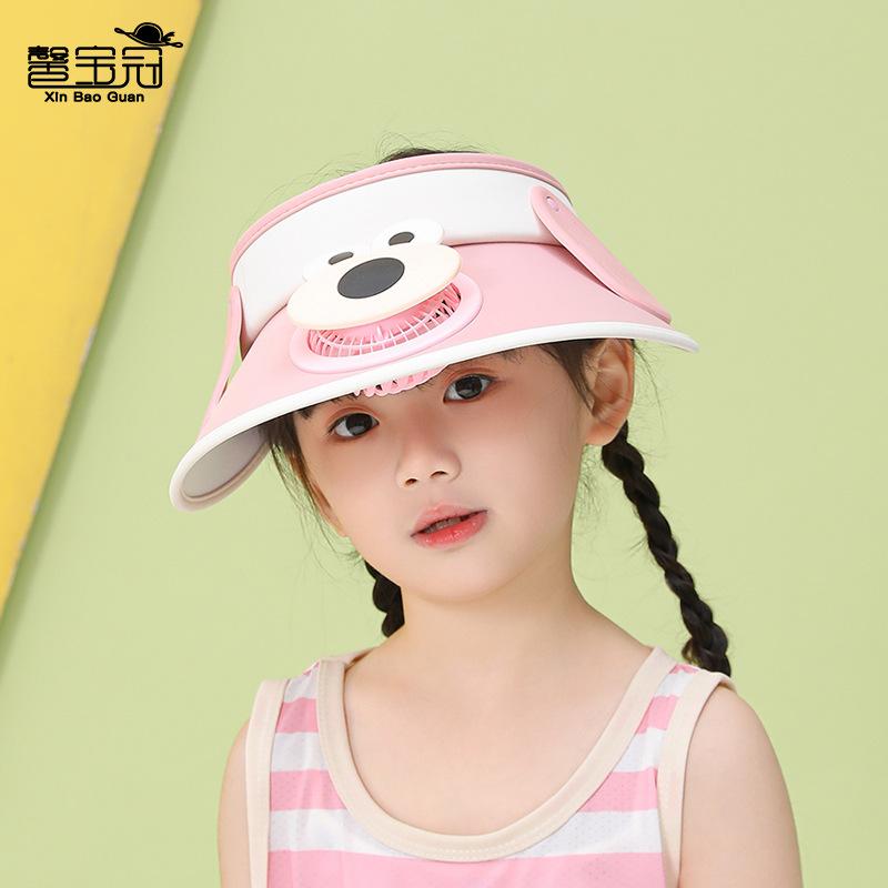 Children's hat cartoon cute sun hat summer outdoor travel sun protection hat rechargeable fan eaves empty top hat