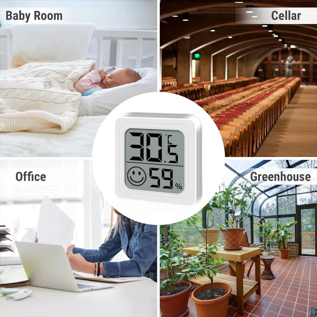 Mini Digitales Hygrometer Innenraumthermometer Feuchtigkeitsmesser mit Temperatur- und Feuchtigkeitsmonitor für Babyzimmer Keller Gewächshaus