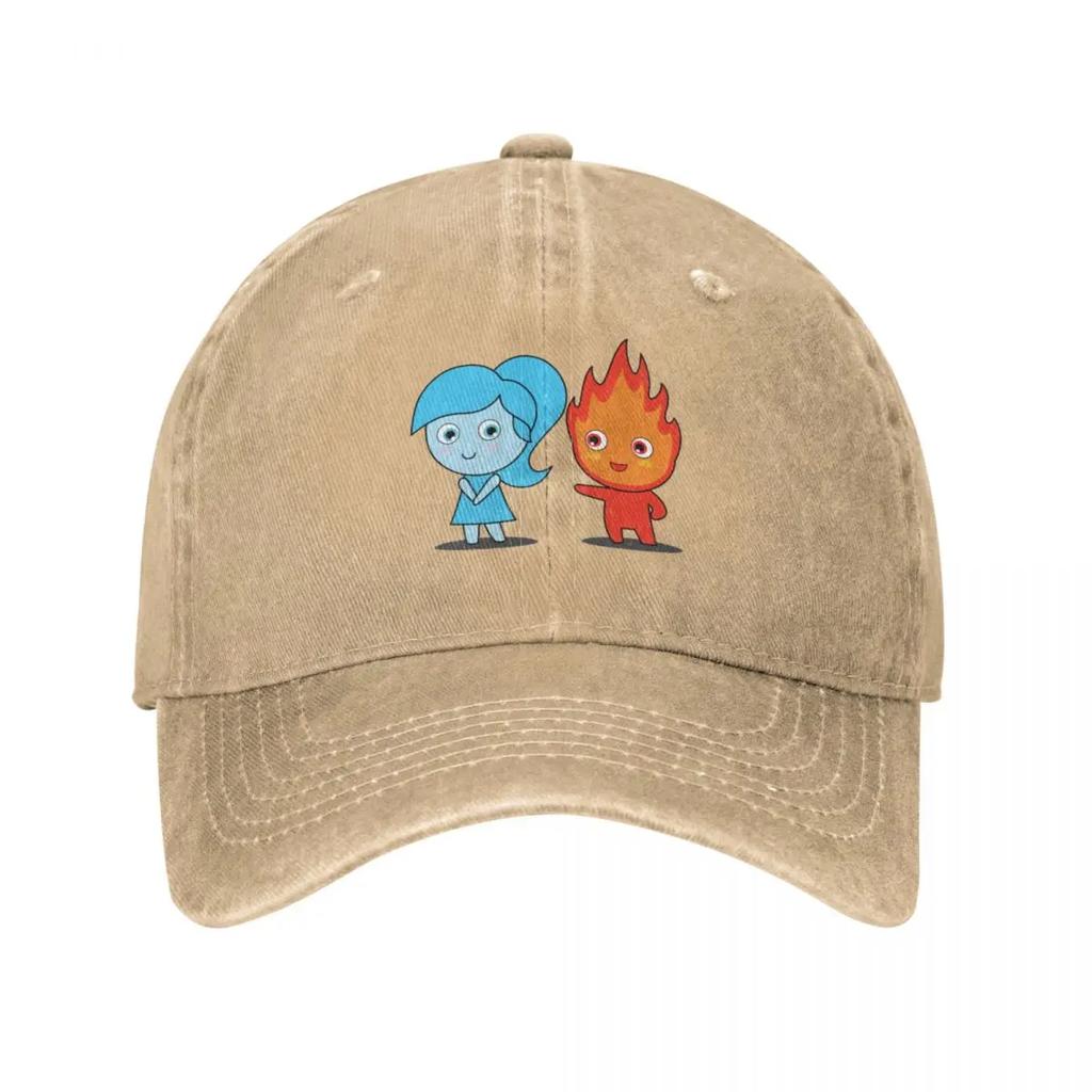 Cute Fire Boy and Water Girl Baseball Cap Uv Protection Solar Hat Dropshipping Hat Male Women'S