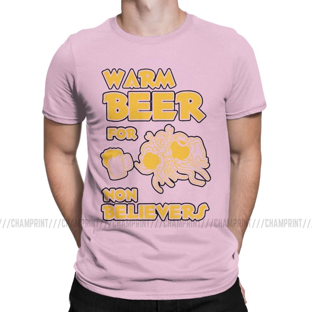 Warm Beer For Non Believers Pastafarian T Shirts Men Flying Spaghetti Monsterism Pastafarianism Fsm Religion Church