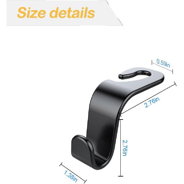 Car Seat Headrest Hook, 4 Pack Auto Seat Hanger Storage Organizer For Purse Handbag Coats Grocery Bags, Automotive Interior Accessories, Universal