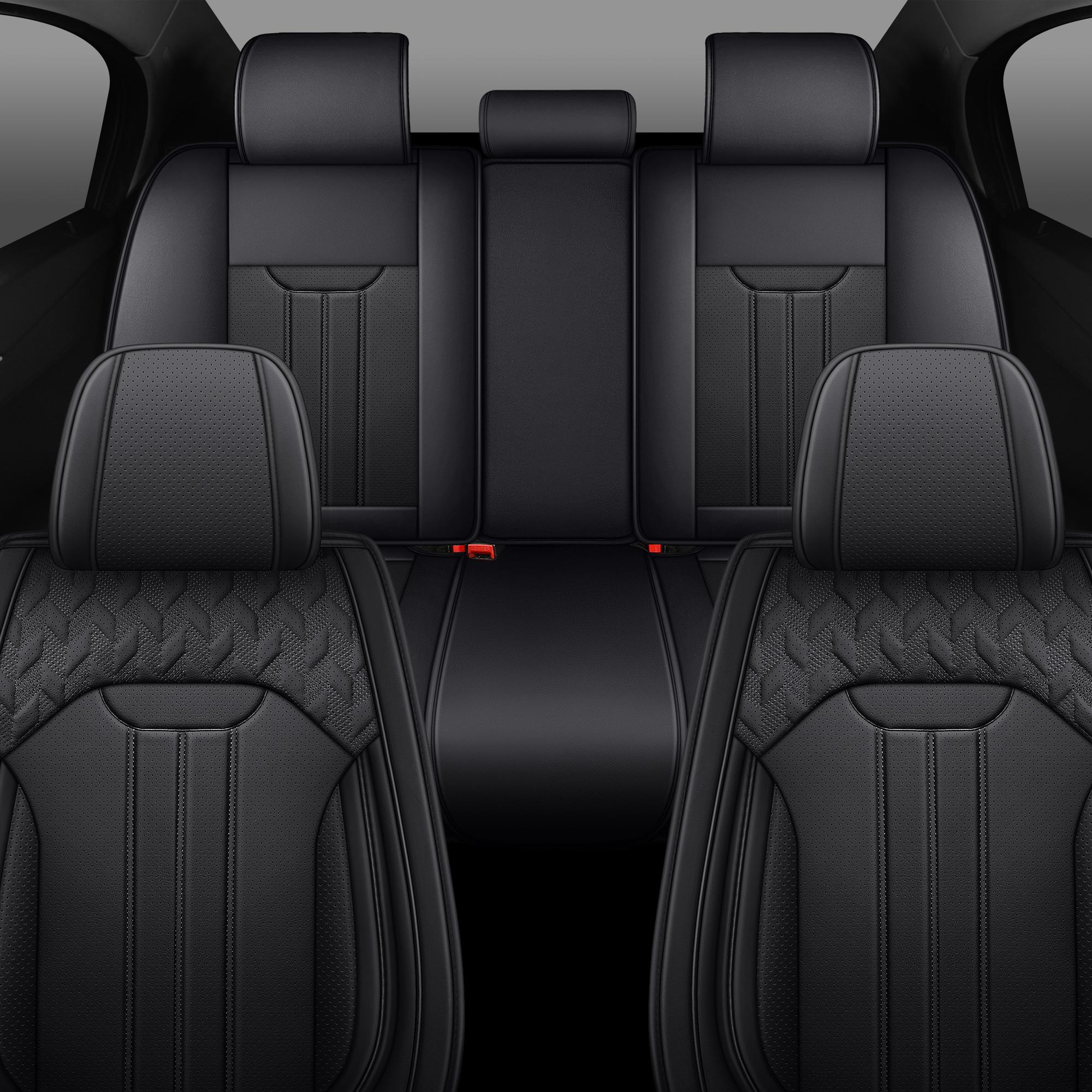 5-Seat Full Set Faux Leather Car Seat Covers - Waterproof All-Weather Protection, Full Surrounded Cushion Protector Black-Full