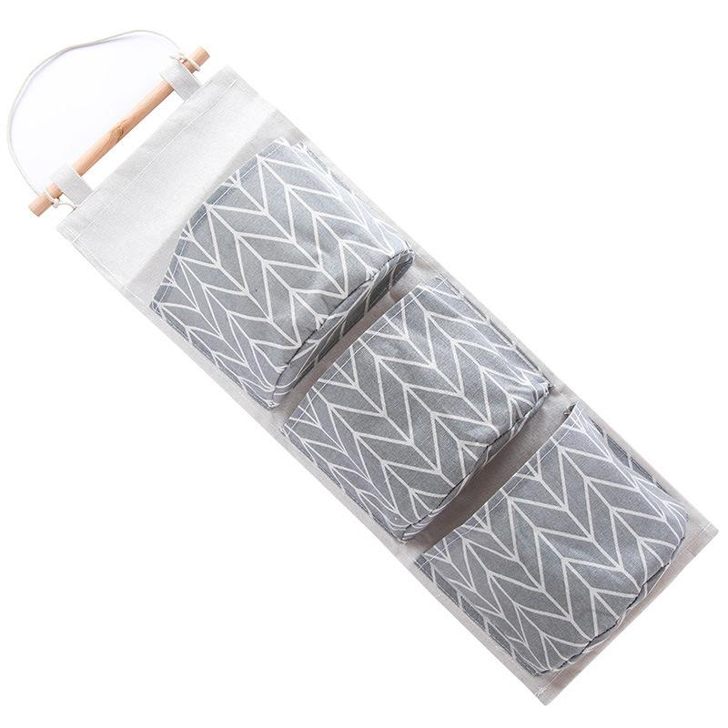

Linen 3 Pockets Organizer Multi-layers Pouch Closet Wall Door Hanging Storage Bag Blue