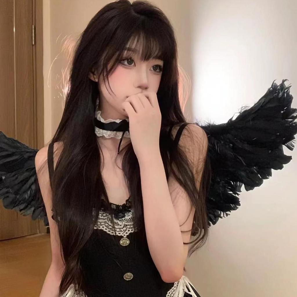 Engel Fee Flügel Cosplay: Weißes Federkostüm-Set für Damen - Perfekt für Halloween- und Weihnachtsdekoration.