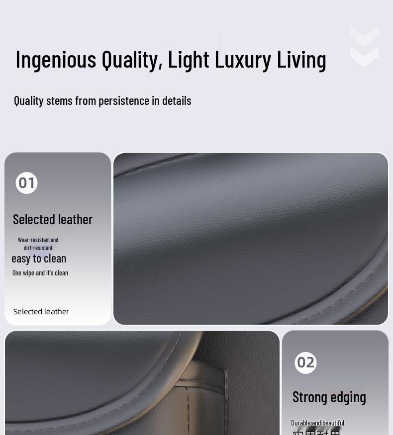 Car Hanging Trash Can and Storage Bag with Tissue Box Holder