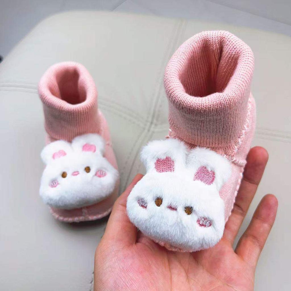 Winter Soft-soled Newborn Baby Cotton Shoes 0-6 Months Thickened Baby Anti-drop Socks Shoes Keep Warm and Do Not Lose Fluff Shoes