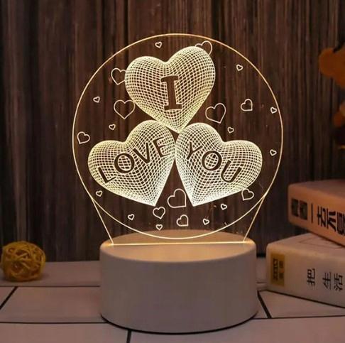 A small gift for Valentine's Day 3D lamp with the inscription I love YOU on USB 3 modes