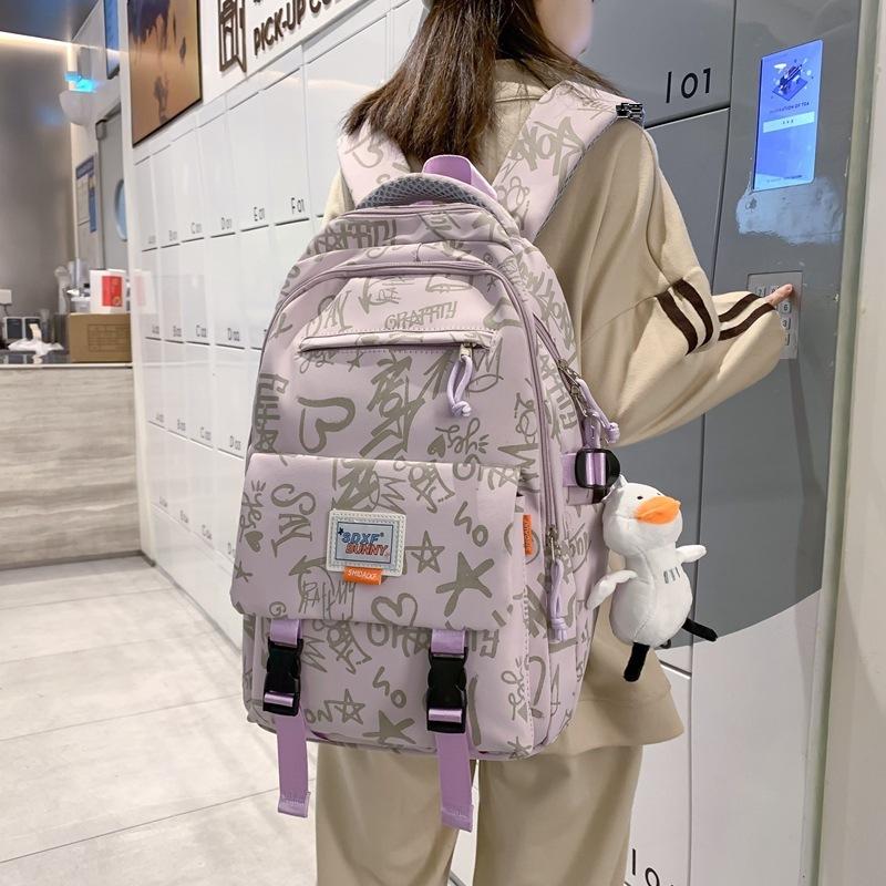 Schoolbag Women's Contrast Junior High School Students High School Students Backpack Travel Bag