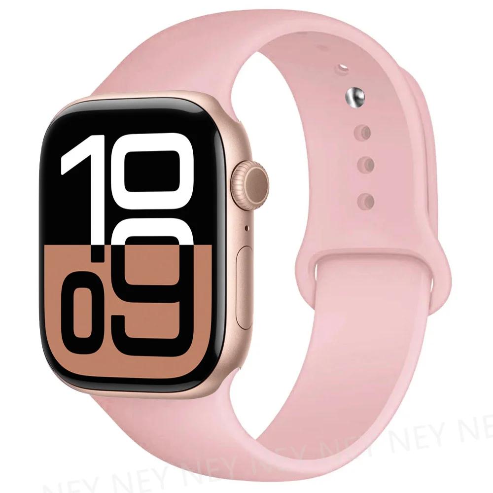 Silicone Band For Apple Watch Straps Ultra 2 49mm 45mm 44-40mm 41mm Sport Bracelet Apple Watch Series 10 42mm-46mm 8 7 6 5 SE 9