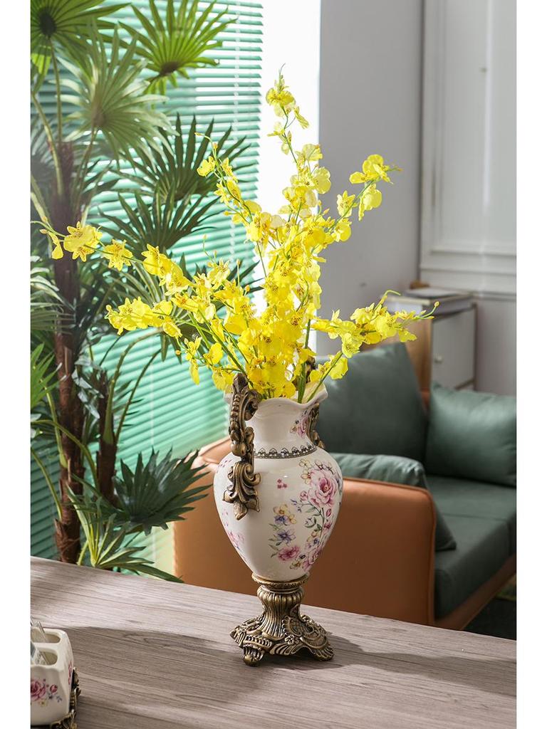 Vază de podea trofeu europeană vintage cu două mânere – Decor ceramic retro