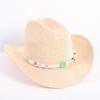 Popular European and American Classic Western Denim Straw Hat, Men's and Women's Fashion Outdoor Sunscreen Sequined Straw Hat