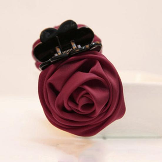 Fashion Cloth Rose Flower Hair Claw Clip Clamp Women Ponytail Holder Headwear