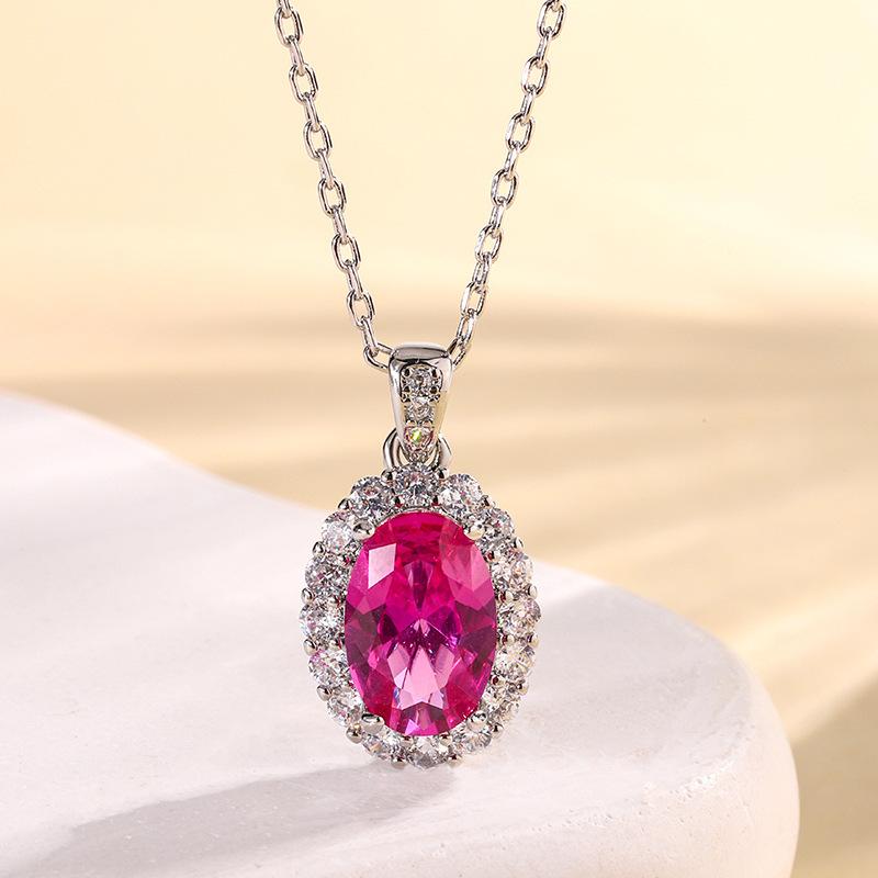 Jewelry Copper Bottom Gold-Plated Simulation Blue Spinel Red Corundum Set Female Main Stone 8 * 12