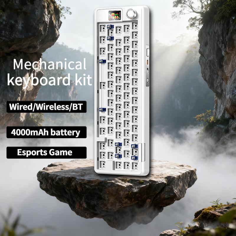YINDIAOY65S Mechanical Keyboard Kit -swappable 3-mod Bluetooth 2.4G Wireless RGB Backlit Gasket Structure with display screen