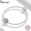 BAMOER Romantic Wedding 925 Sterling Silver Pink Zircon Star Pattern Bead Charm for Original Bracelet Bangle DIY Jewelry