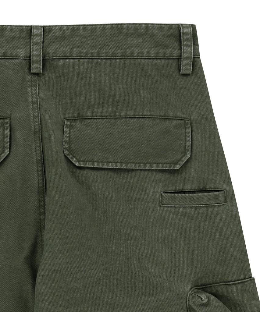 SLOWACID Dyed Cotton Wide Cargo Pants [Khaki]