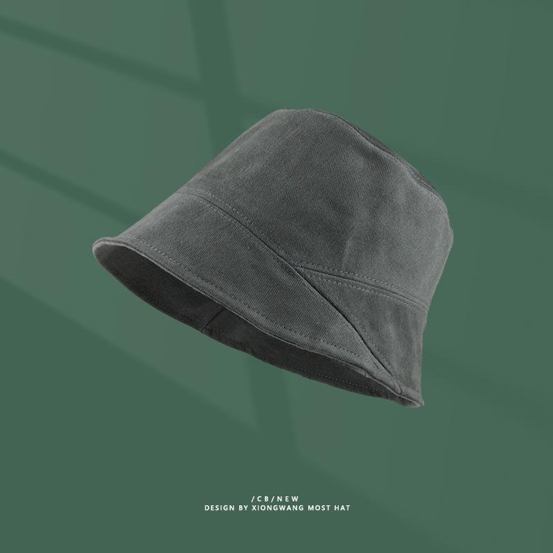 Early Autumn Plain Face Covering Bucket Hat Female Solid Color Casual Versatile Do Not Want To Talk High Cold Wind Basin Hat Male