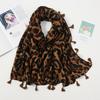 Fashion Black Grey Leopard Dot Tassel Viscose Shawl Lady High Quality Wrap Thick Pashmina Stole Bufandas Muslim Hijab 180*90Cm