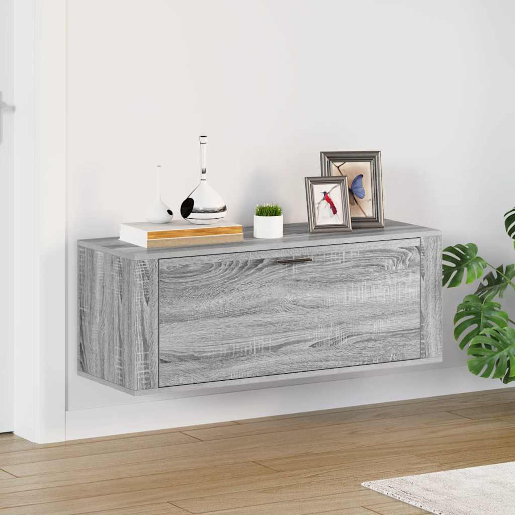 Wall Mounted Shoe Cabinet Gray Sonoma 100x35x38 cm Particleboard