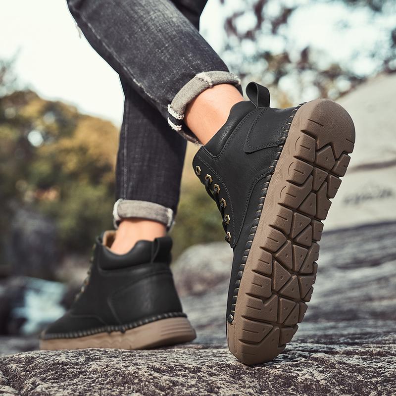 Модные роскошные кожаные мужские замшевые сапоги — фото 6