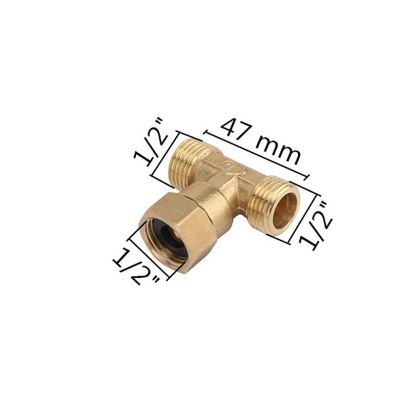 Brass pipe fitting male-female thread conversion connection 1/2” T-shaped three-way copper water oil gas adapter garden fittings