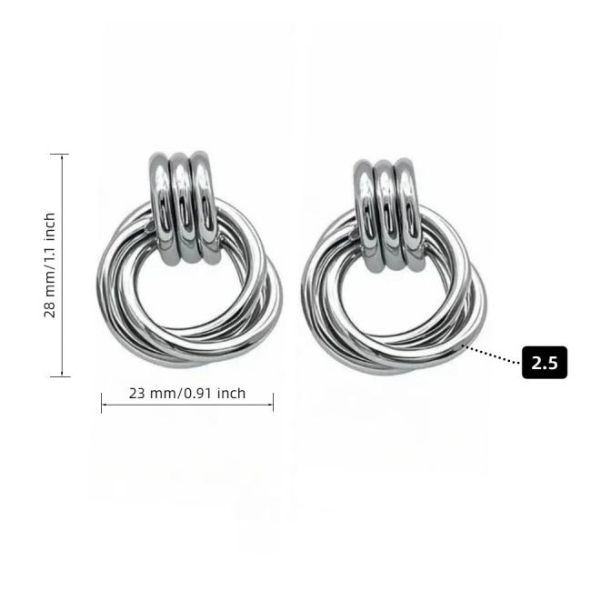 New Design Stainless Steel Color Last Hoop Earrings Style Elegant Women Stock серебряный