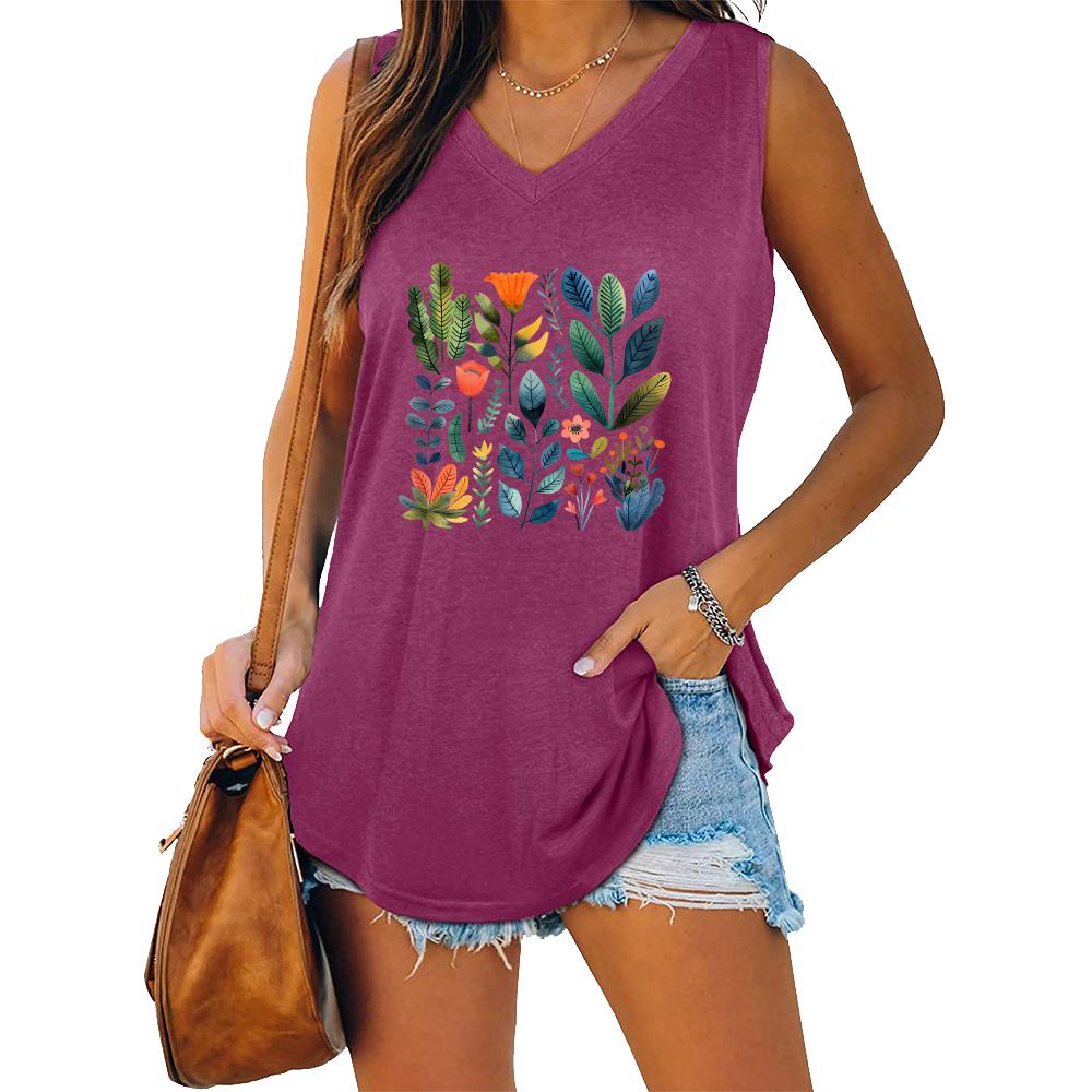 Summer Fashion Tank Top Women V Neck Shirt Ladies Casual Sleeveless T-shirt